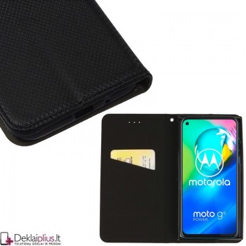 Telone smart magnet serijos atverčiamas dėklas - juodas (MOTO G8 POWER)